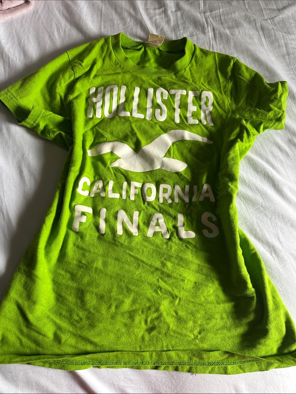 Hollister Lime Green Graphic Tee with White Logo
